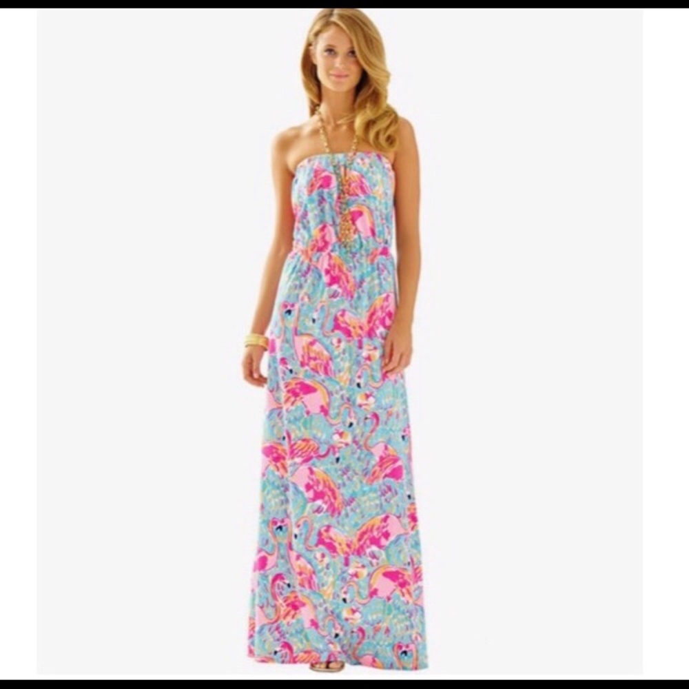 Lilly Pulitzer Peel and Eat Flamingo Maxi Dress